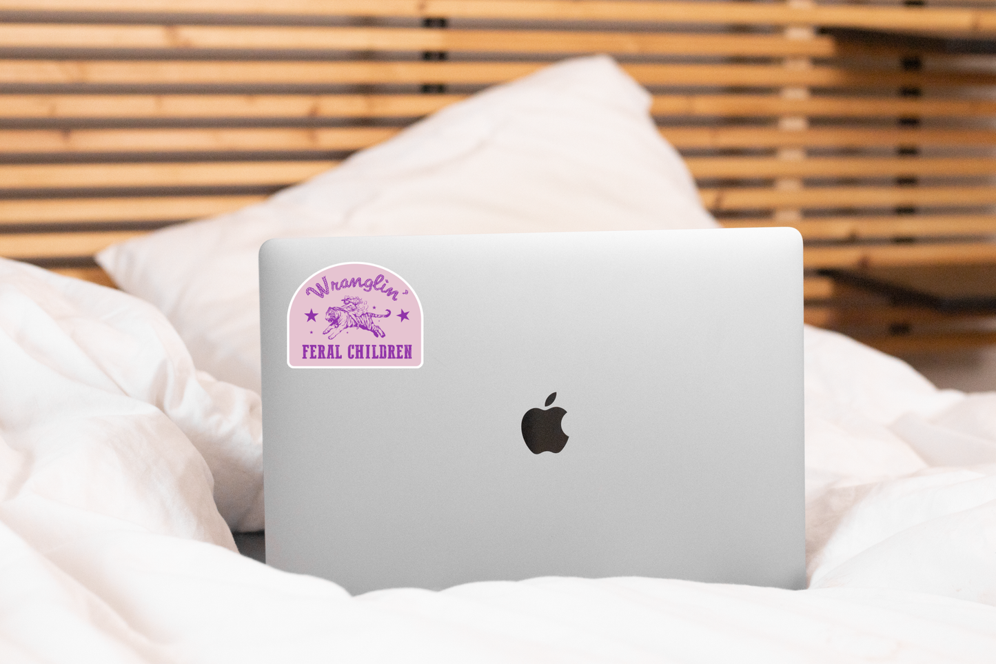 Wranglin' Feral Children Sticker - cowgirl, tiger, mom, kids