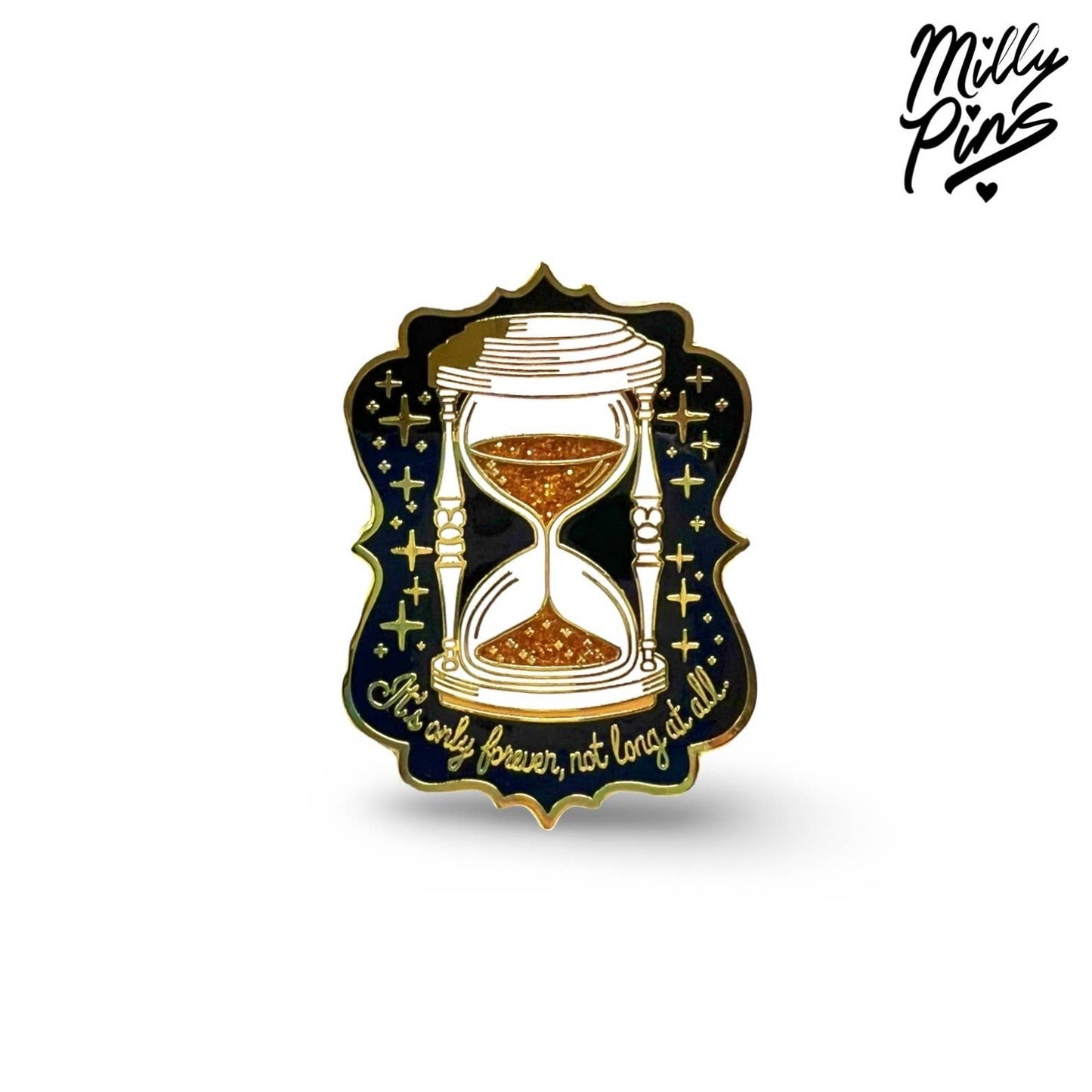 Labyrinth Inspired Hourglass “It’s Only Forever” Enamel Pin