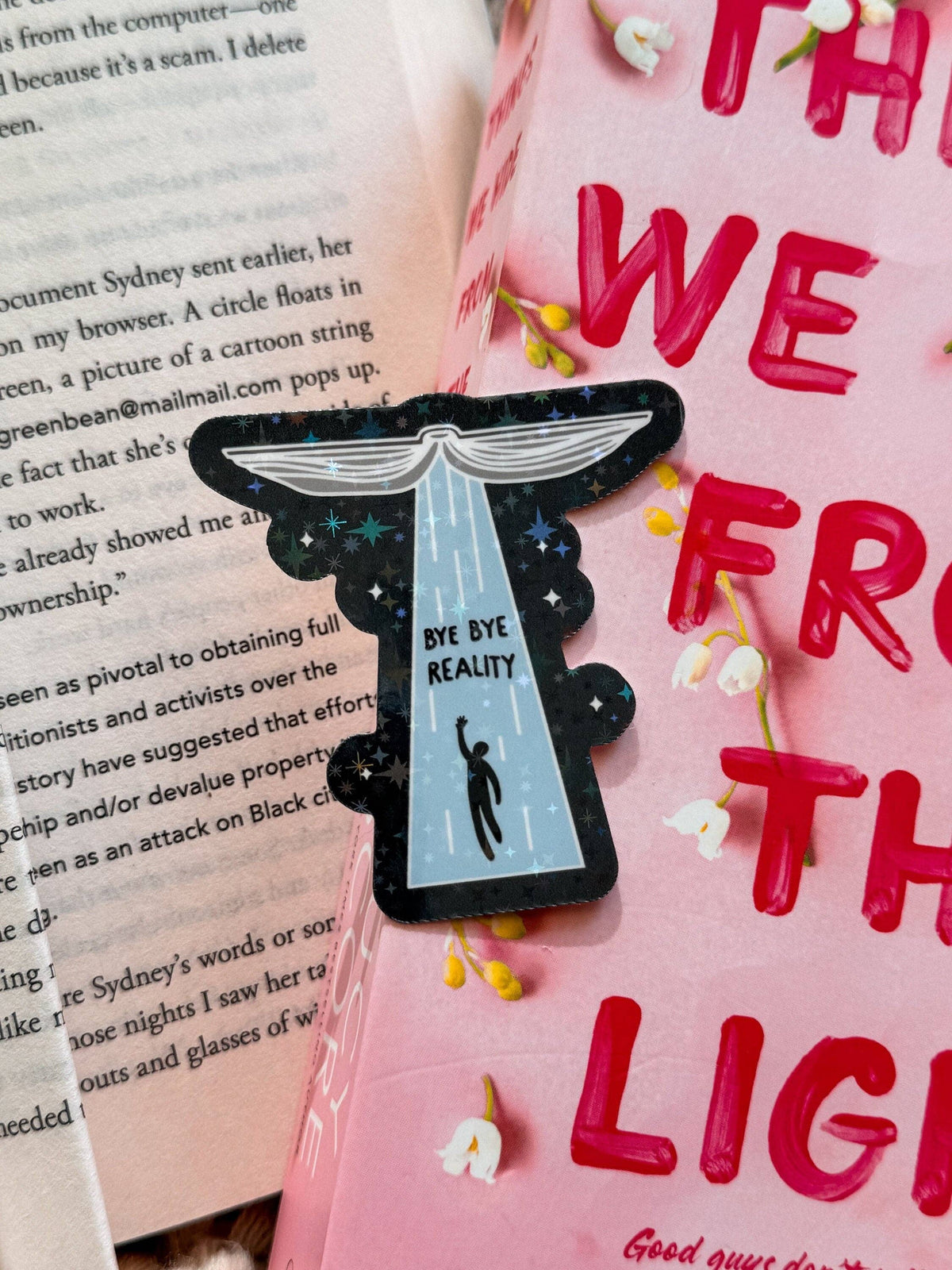 Bye Bye Reality Bookish Sticker: Holographic Stars