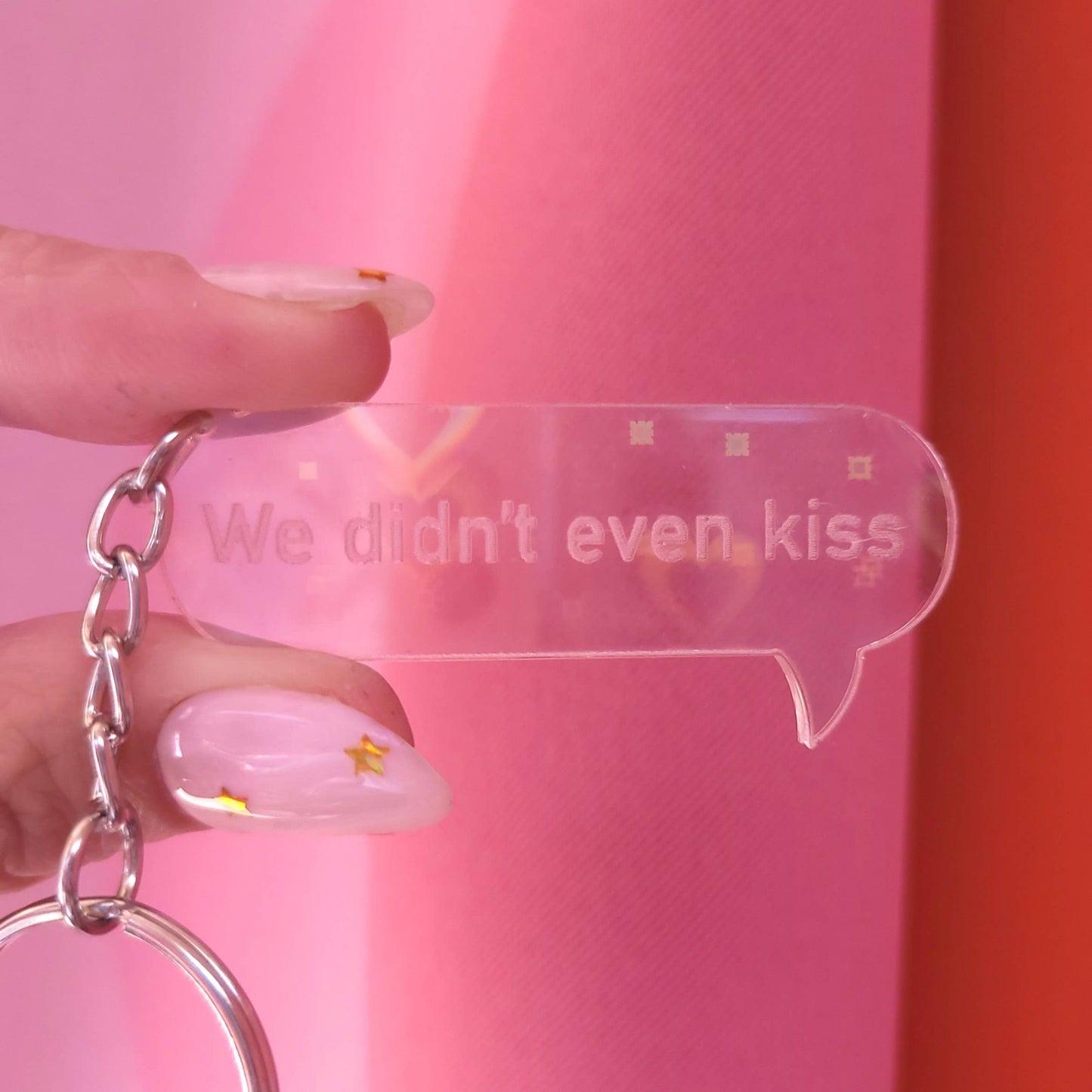 "We didn't even kiss" - Heated Rivalry Iridescent Keychains: Painted - Frosted Iridescent