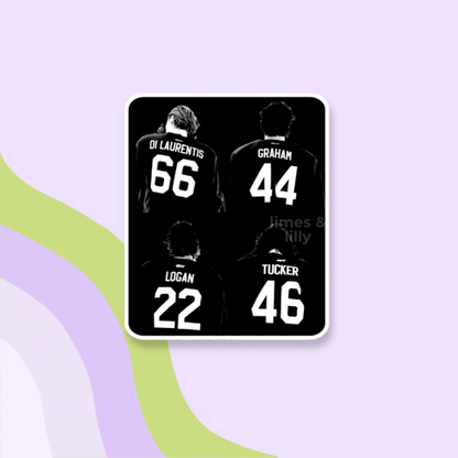 Off Campus Players Hockey Jerseys Vinyl Sticker: Glossy