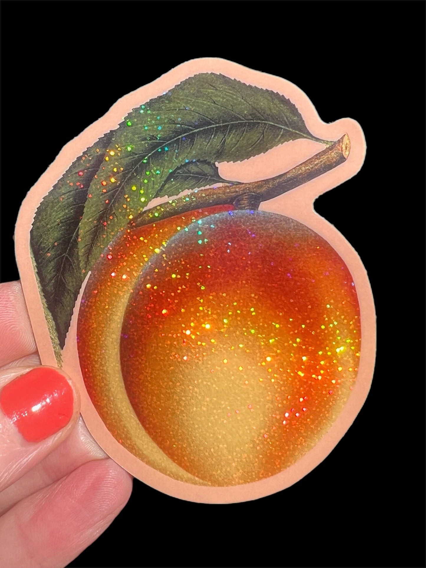 Peach Glitter STICKER 3 Inch