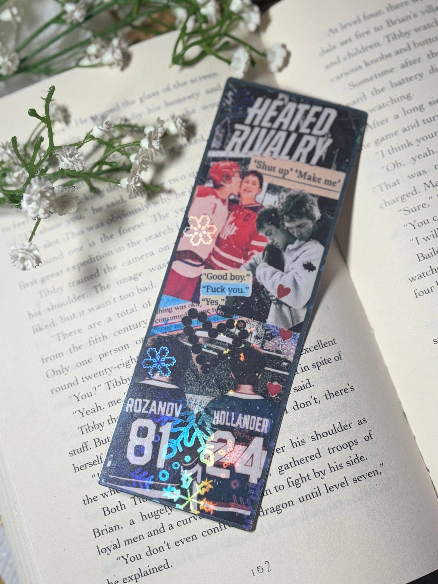 Heated Rivalry Hockey Romance Inspired Collage Bookmark: Add Tassel
