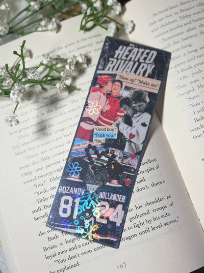 Heated Rivalry Hockey Romance Inspired Collage Bookmark: Add Tassel