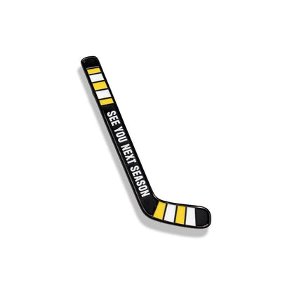 Heated Rivalry “See You Next Season” Hockey Stick Enamel Pins: White/Yellow Hockey Stick