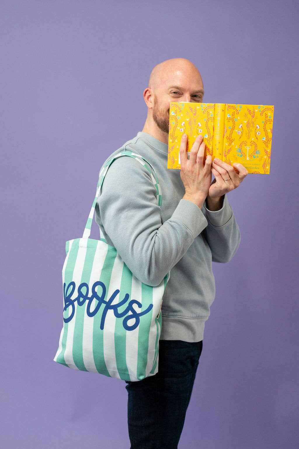 Books Blue Stripe Summer Reading Shopping Bookish Tote Bag