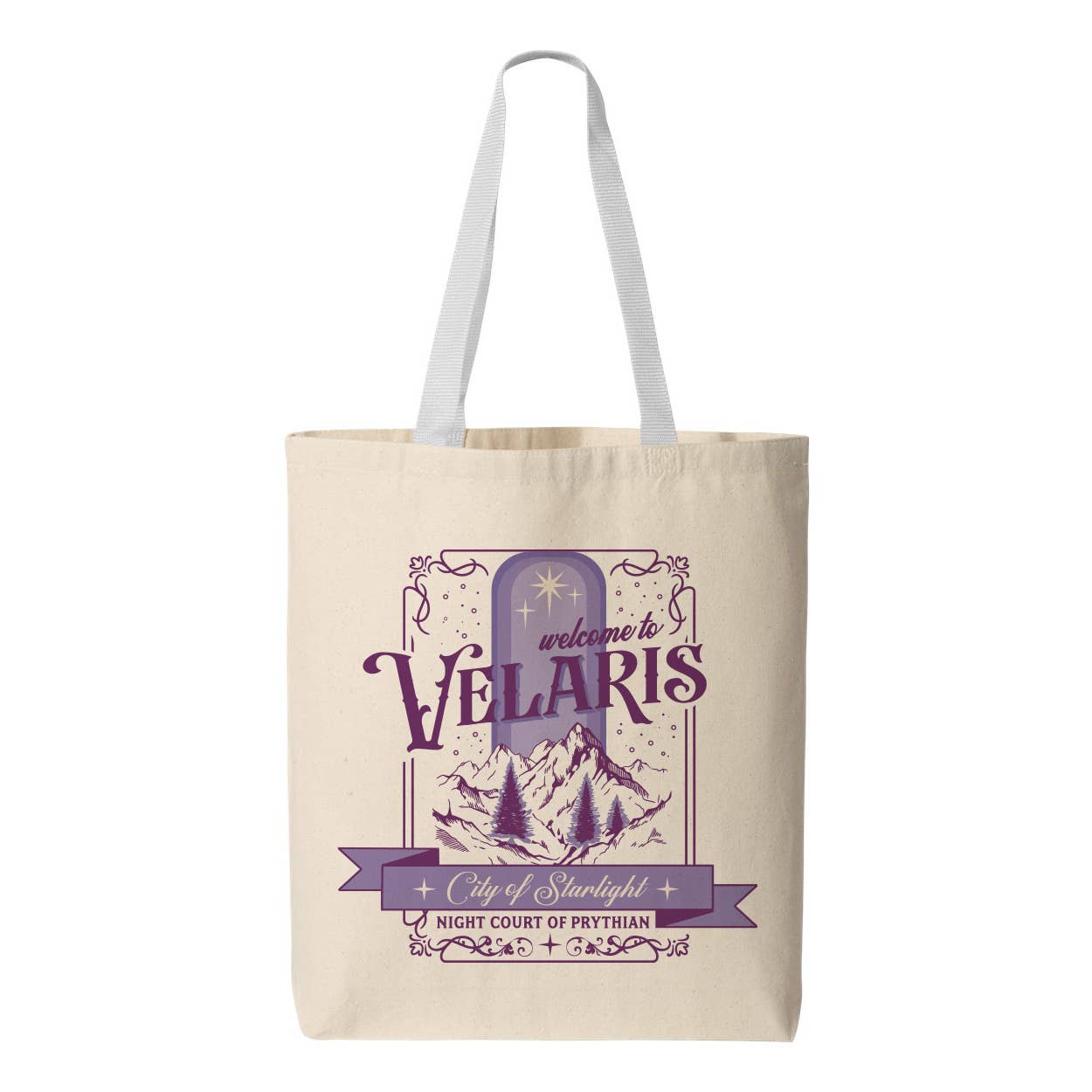 Velaris Destination Graphic Contrast Color Handle Tote Bag: Black