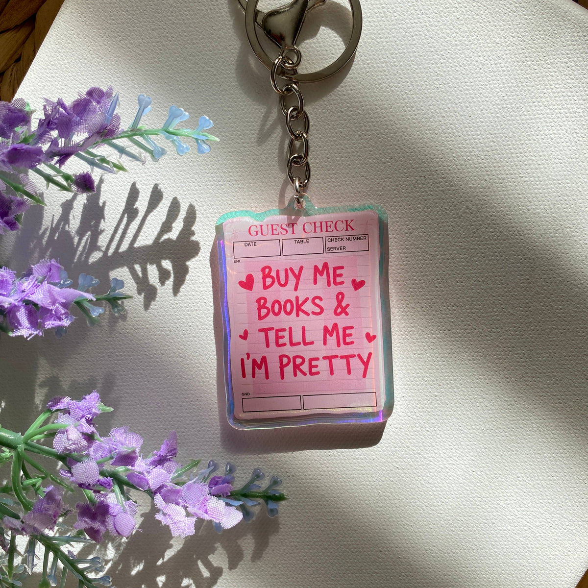 Bookish Iridescent Acrylic Keychain: With Packing