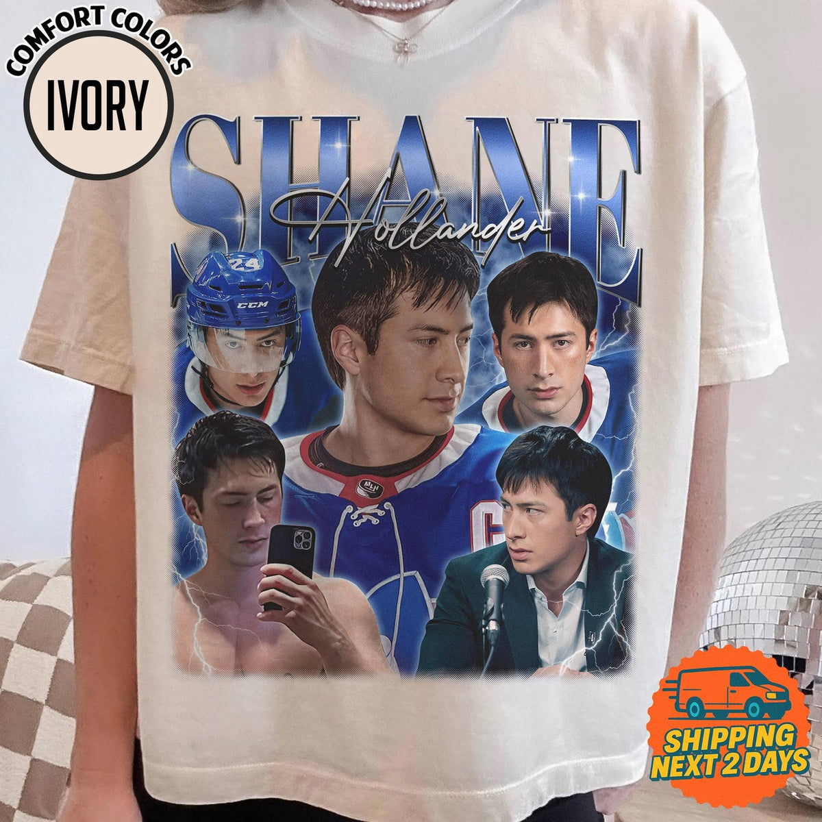 Vintage Shane Hollander Bootleg Hockey Tee: T-shirt / Black / XL