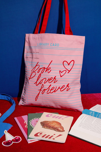 Canvas Tote, Library Card (Pink)