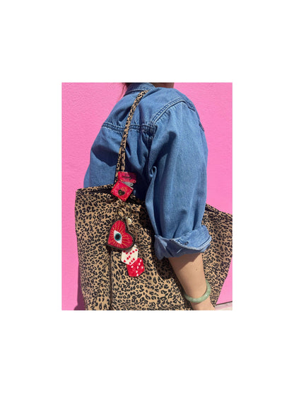 Hand-painted Lucky Dice Bag Charm + Keychain | Eco-Friendly: Pink