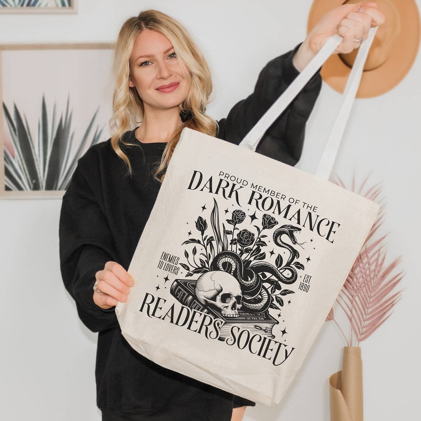 Dark Romance Readers Society Tote Bag : Natural