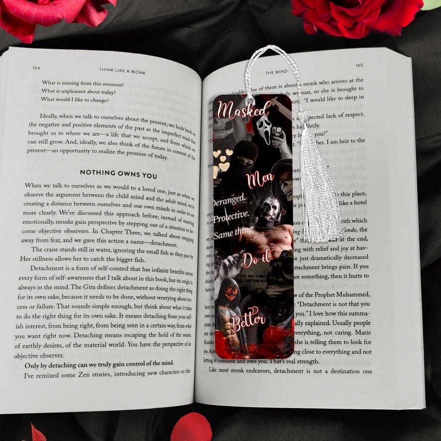 Masked Men Do it Better Smut Inspired Collage Bookmark: Add Tassel