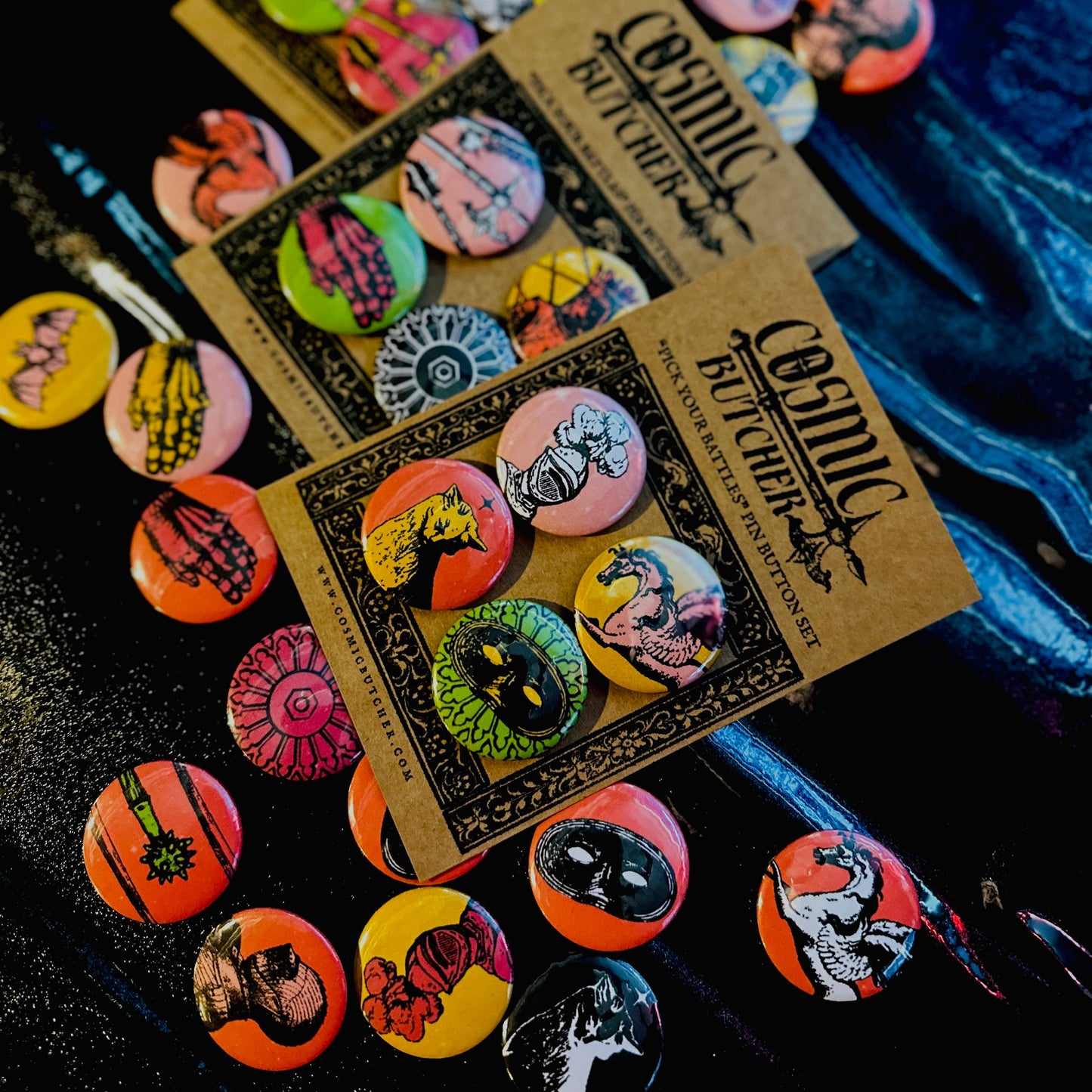1.25” Pin Button Set | Medieval Knight Mythology Animals