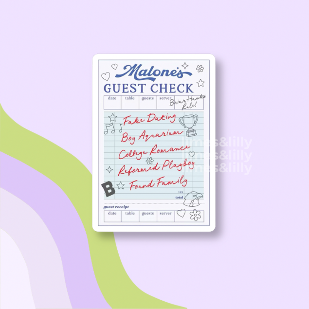 Malone’s Guest Check Off Campus Vinyl Sticker: Glossy
