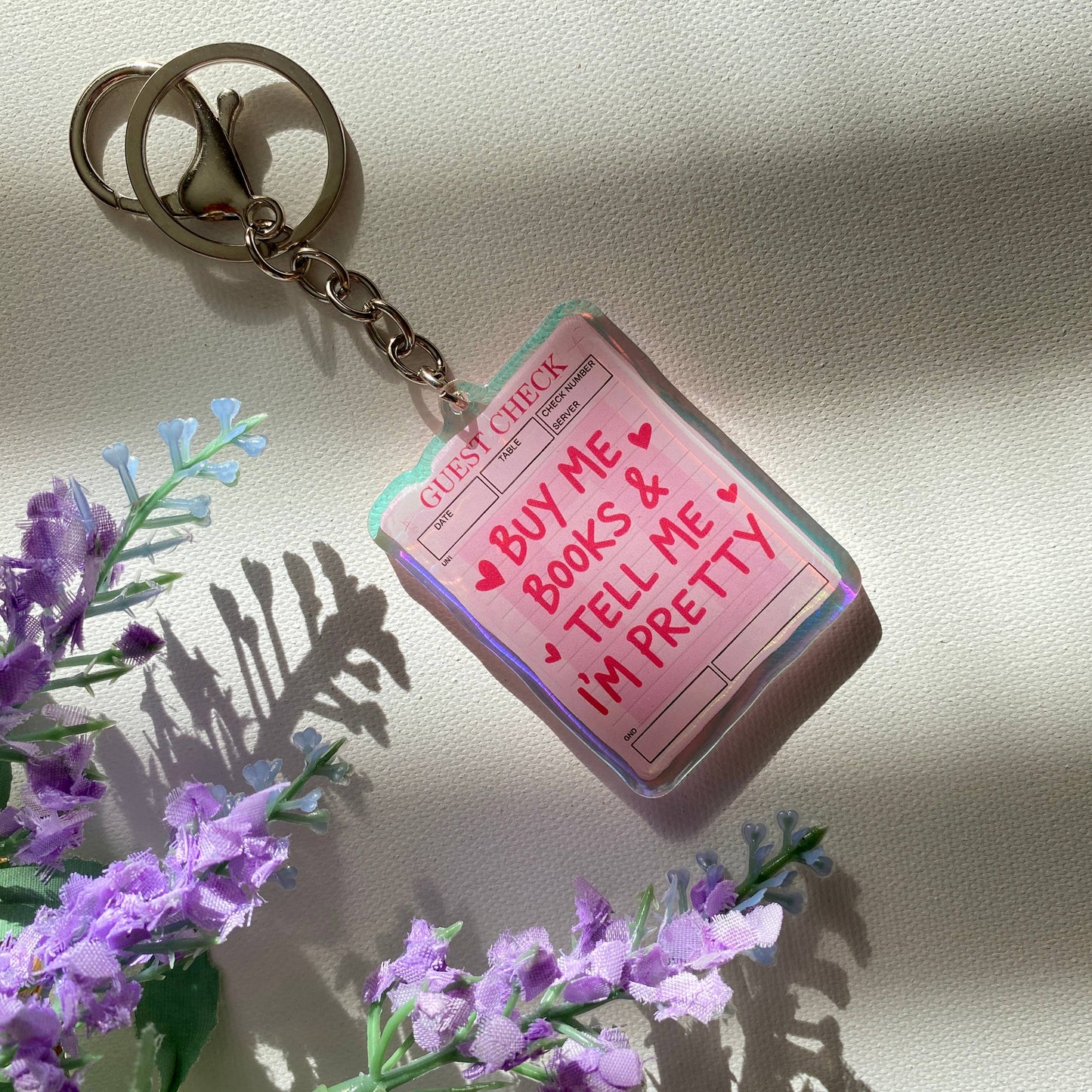 Bookish Iridescent Acrylic Keychain: With Packing