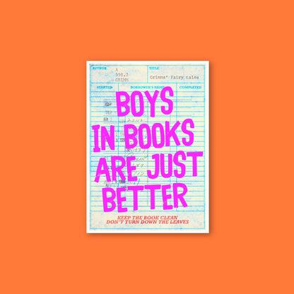 Boys in books are just better, library card sticker