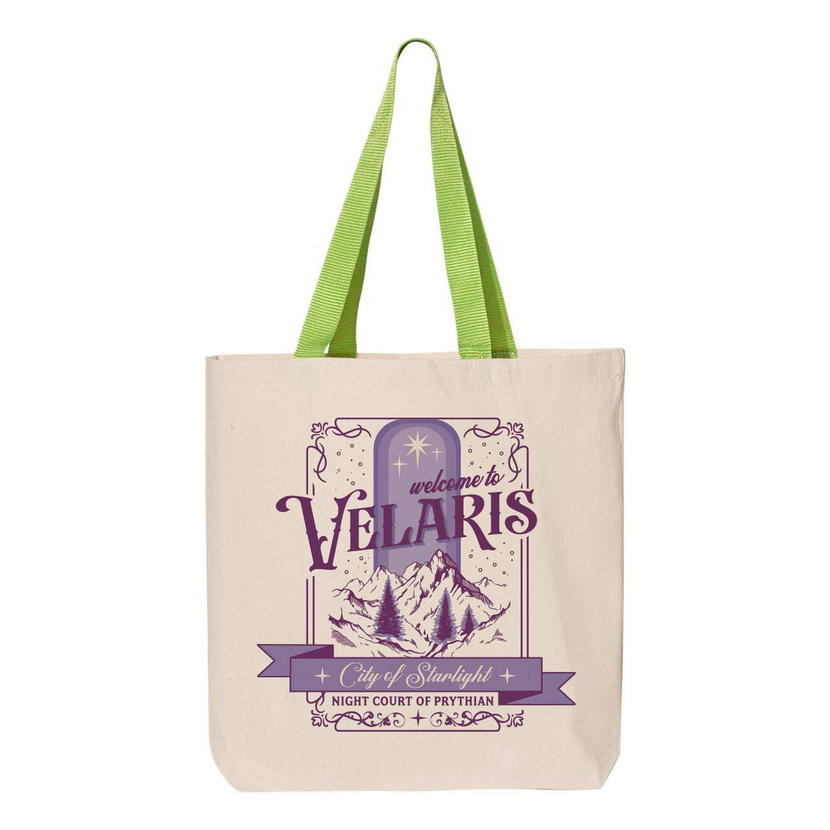 Velaris Destination Graphic Contrast Color Handle Tote Bag: Black