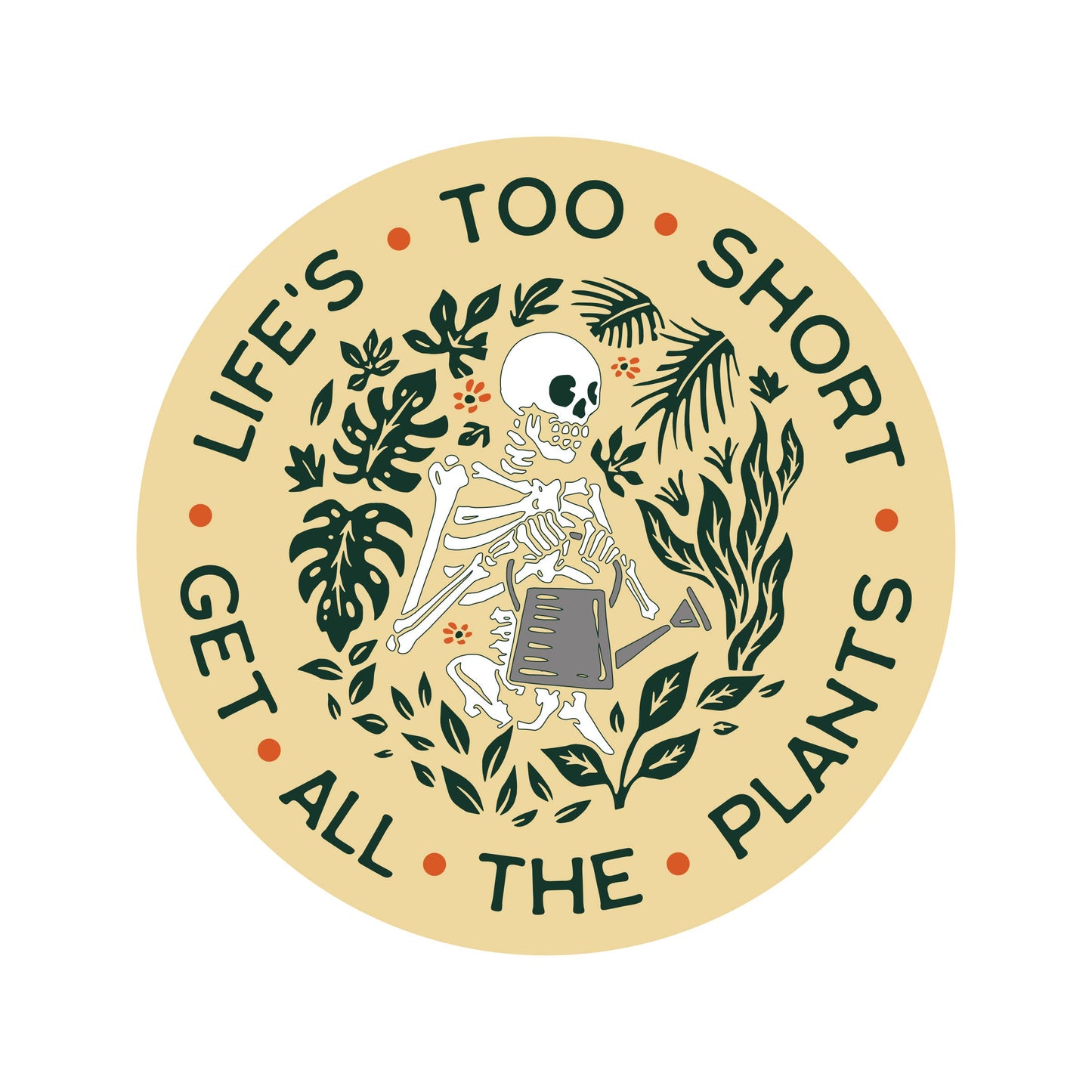 Cute Funny Plant Life Skeleton High Quality Vinyl Sticker