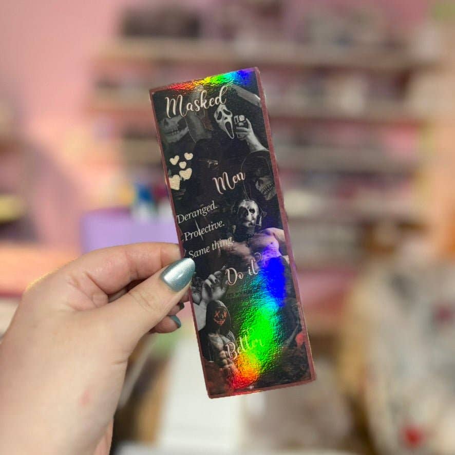 Masked Men Do it Better Smut Inspired Collage Bookmark: Add Tassel