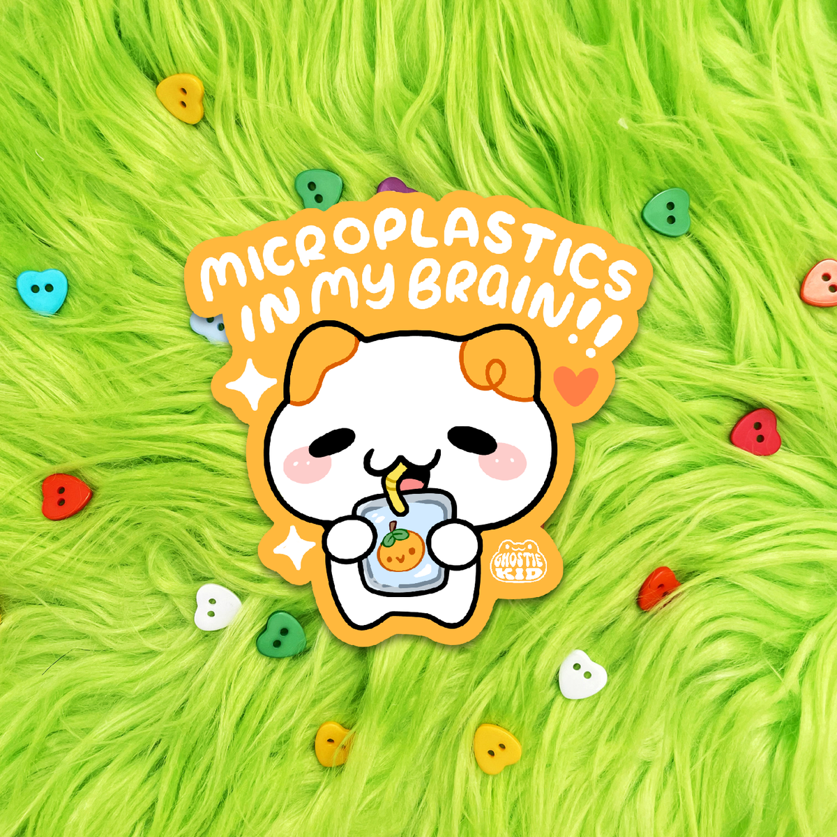 Microplastics in my Brain Cat | Vinyl Sticker Silly