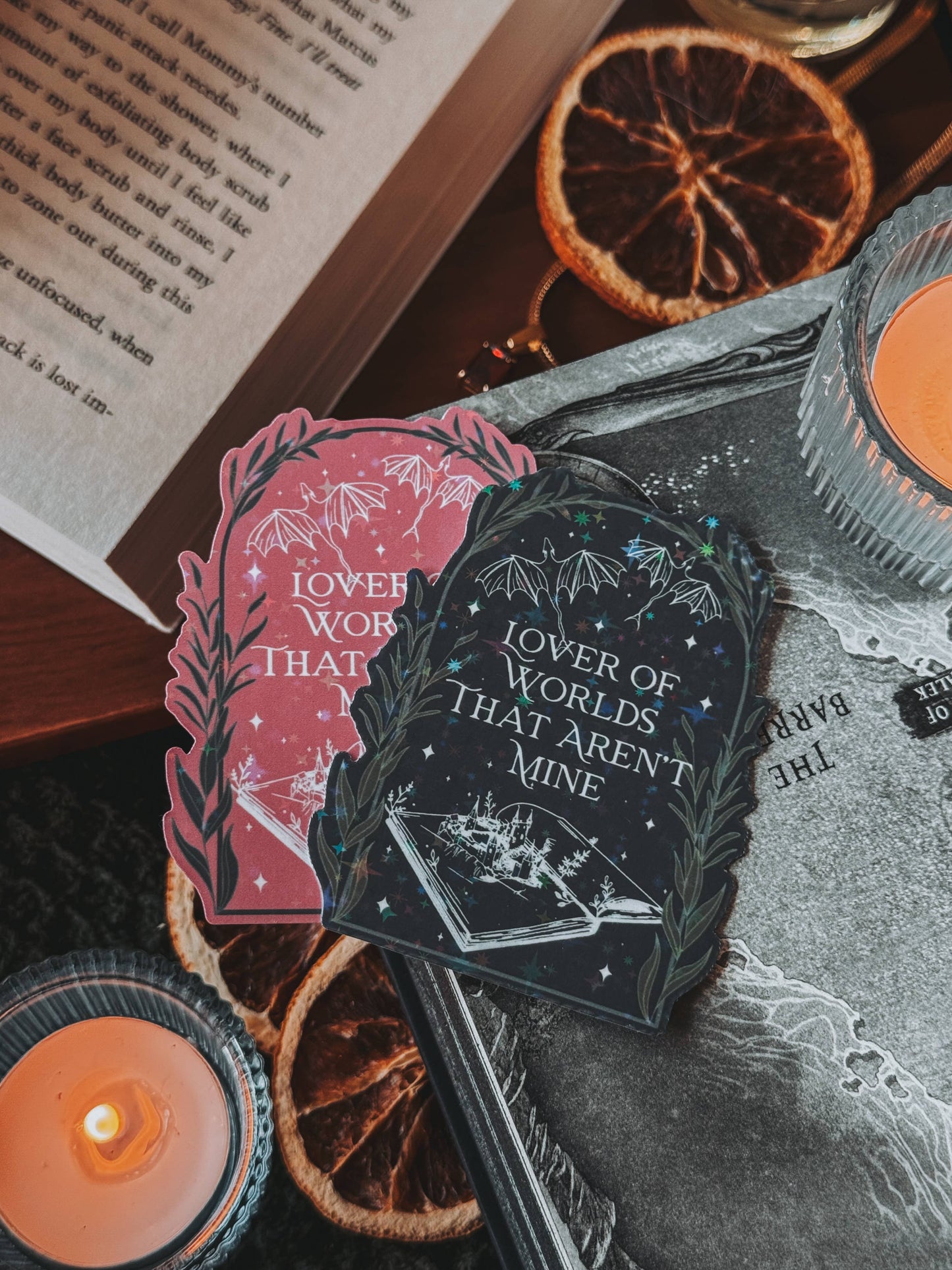 Fantasy Lover Of World's That Aren't Mine Sticker: Black / Holographic Stars