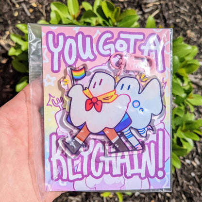 Rainbow Long Cow Keychain