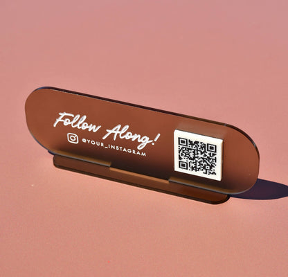 CUSTOM - Follow Along  -  Retail Sign - Instagram QR code: Terracotta / Cream