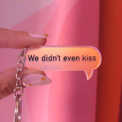 "We didn't even kiss" - Heated Rivalry Iridescent Keychains: Engraved - Holographic Hearts