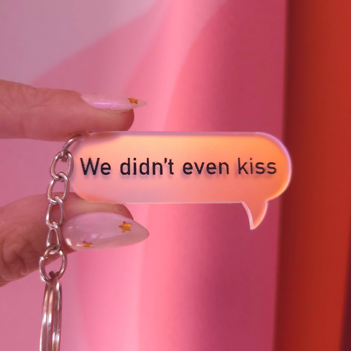 "We didn't even kiss" - Heated Rivalry Iridescent Keychains: Painted - Frosted Iridescent
