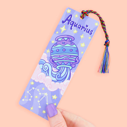 Aquarius Zodiac Bookish Horoscope Bookmark with Tassel