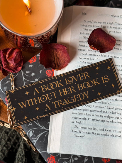 Book Lover Tragedy Foil Bookmark: Tassel