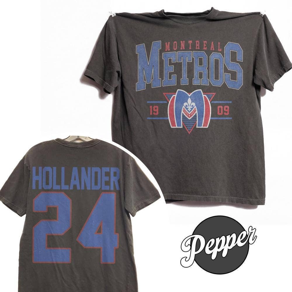 Boston Raiders Shane Hollander Retro 90S Two-Sided: T-shirt / Pepper (Comfort Colors) / L