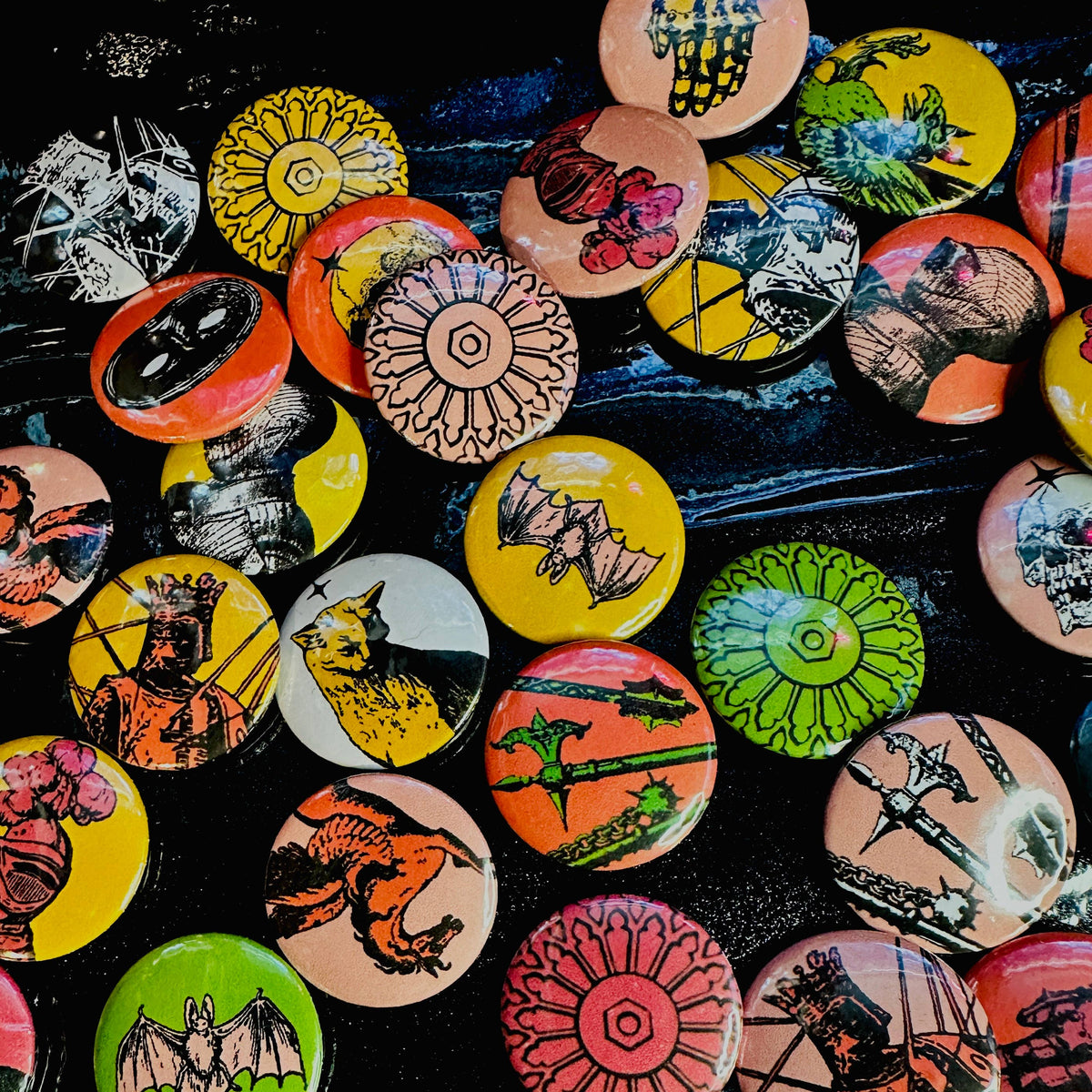 1.25” Pin Button Set | Medieval Knight Mythology Animals