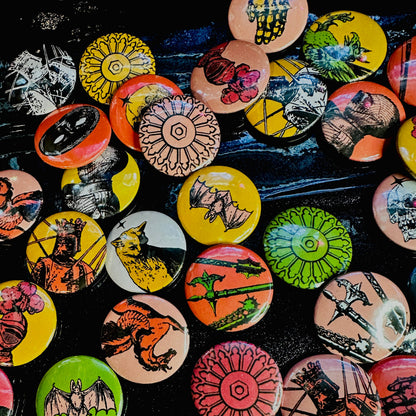 1.25” Pin Button Set | Medieval Knight Mythology Animals