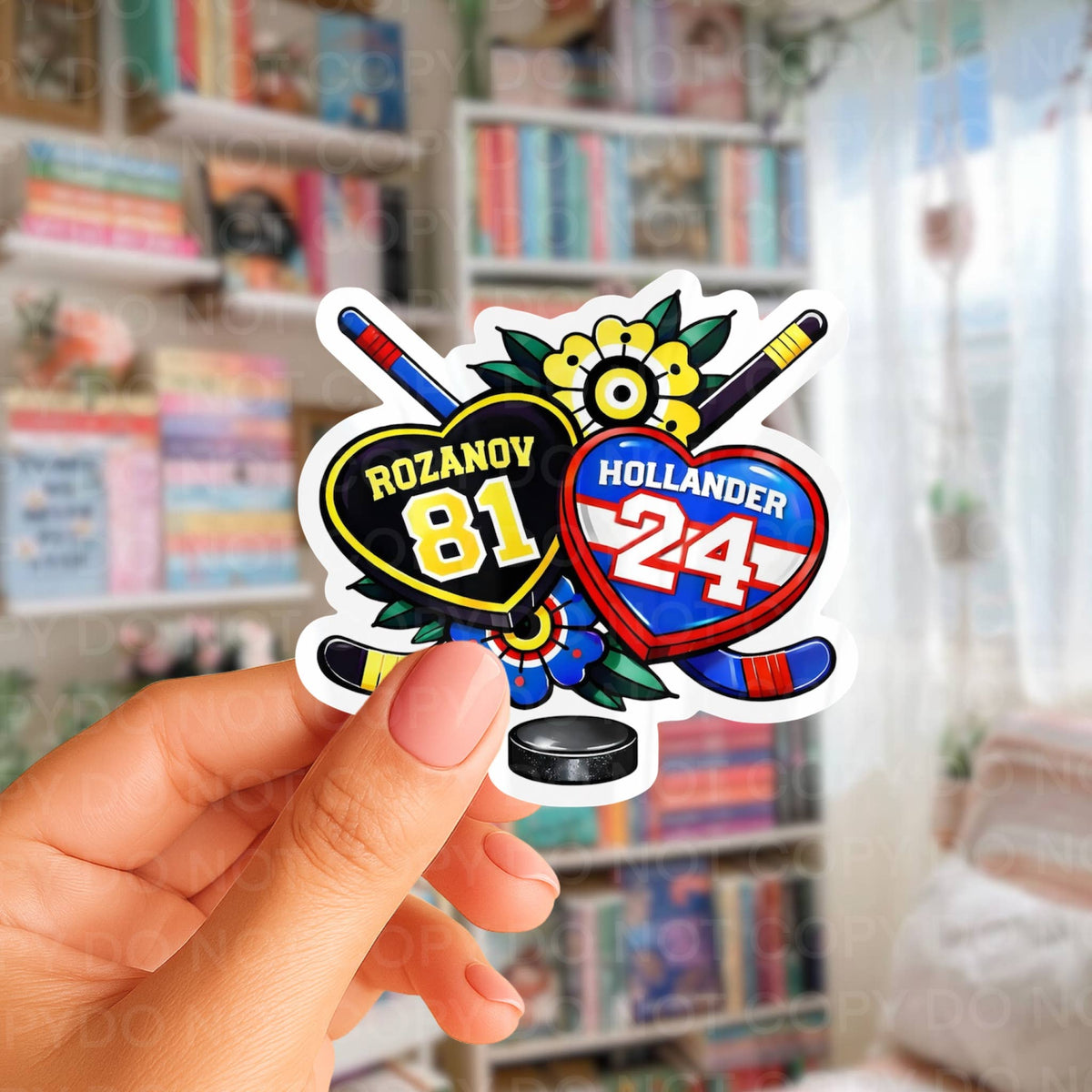 Hockey Romance, Bookish Tattoo Style Sticker