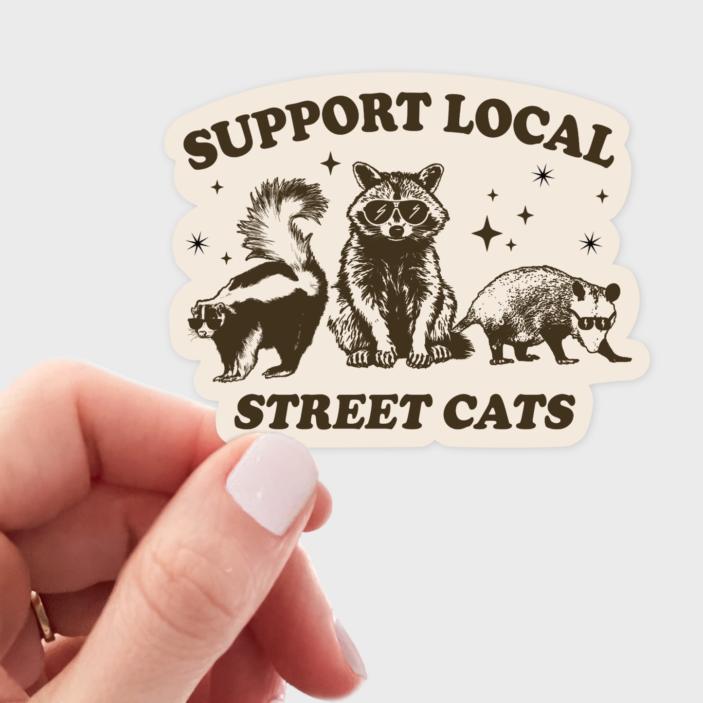 Support Local Street Cats Sticker - skunk, raccoon, opossum