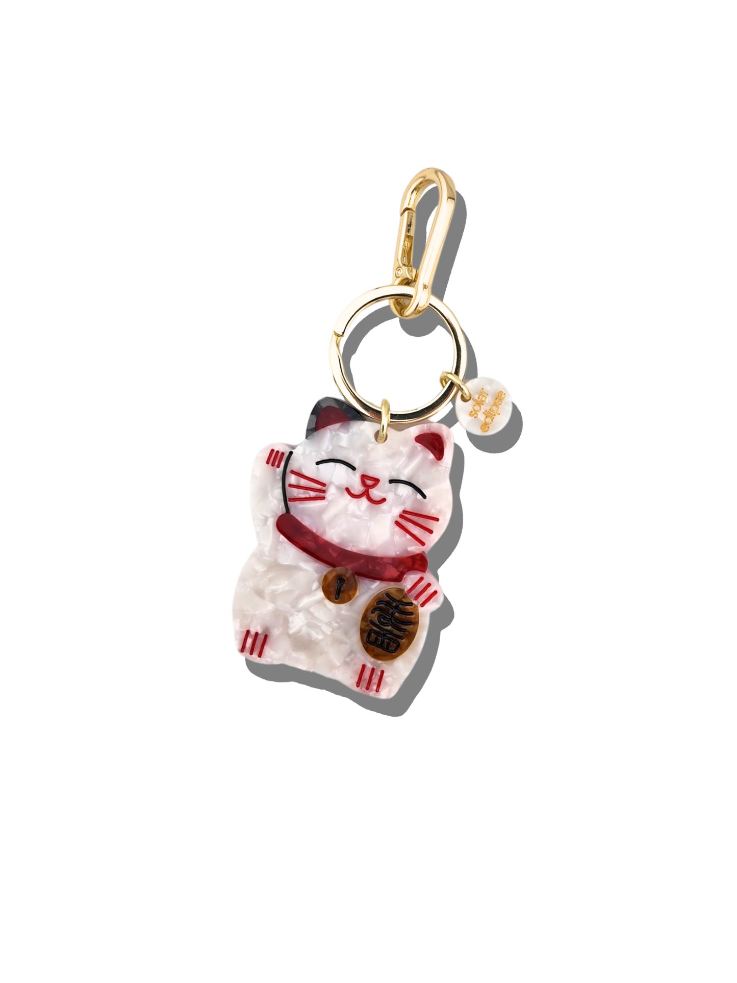 Hand-painted Lucky Cat Bag Charm & Keychain | Eco-Friendly