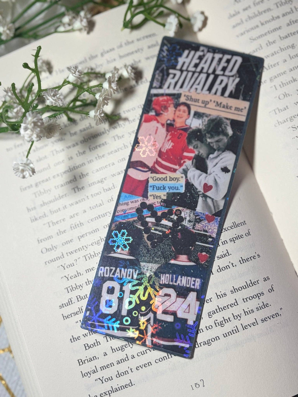 Heated Rivalry Hockey Romance Inspired Collage Bookmark: Add Tassel