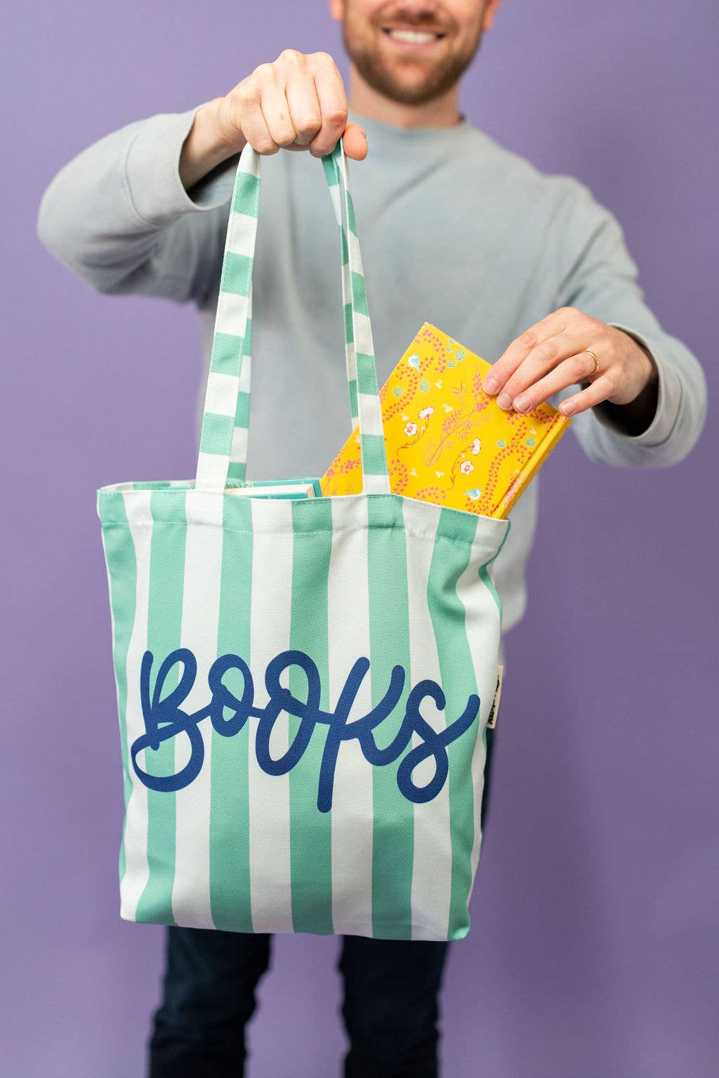 Books Blue Stripe Summer Reading Shopping Bookish Tote Bag
