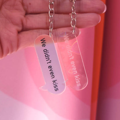 "We didn't even kiss" - Heated Rivalry Iridescent Keychains: Engraved - Holographic Hearts