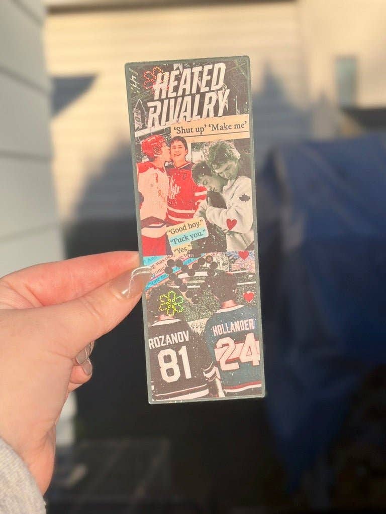 Heated Rivalry Hockey Romance Inspired Collage Bookmark: Add Tassel