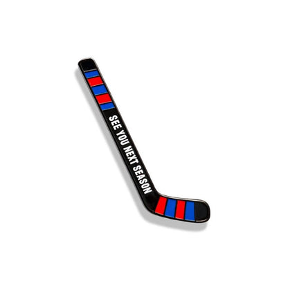 Heated Rivalry “See You Next Season” Hockey Stick Enamel Pins: Blue/Red Hockey Stick