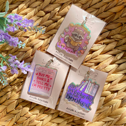 Bookish Iridescent Acrylic Keychain: With Packing