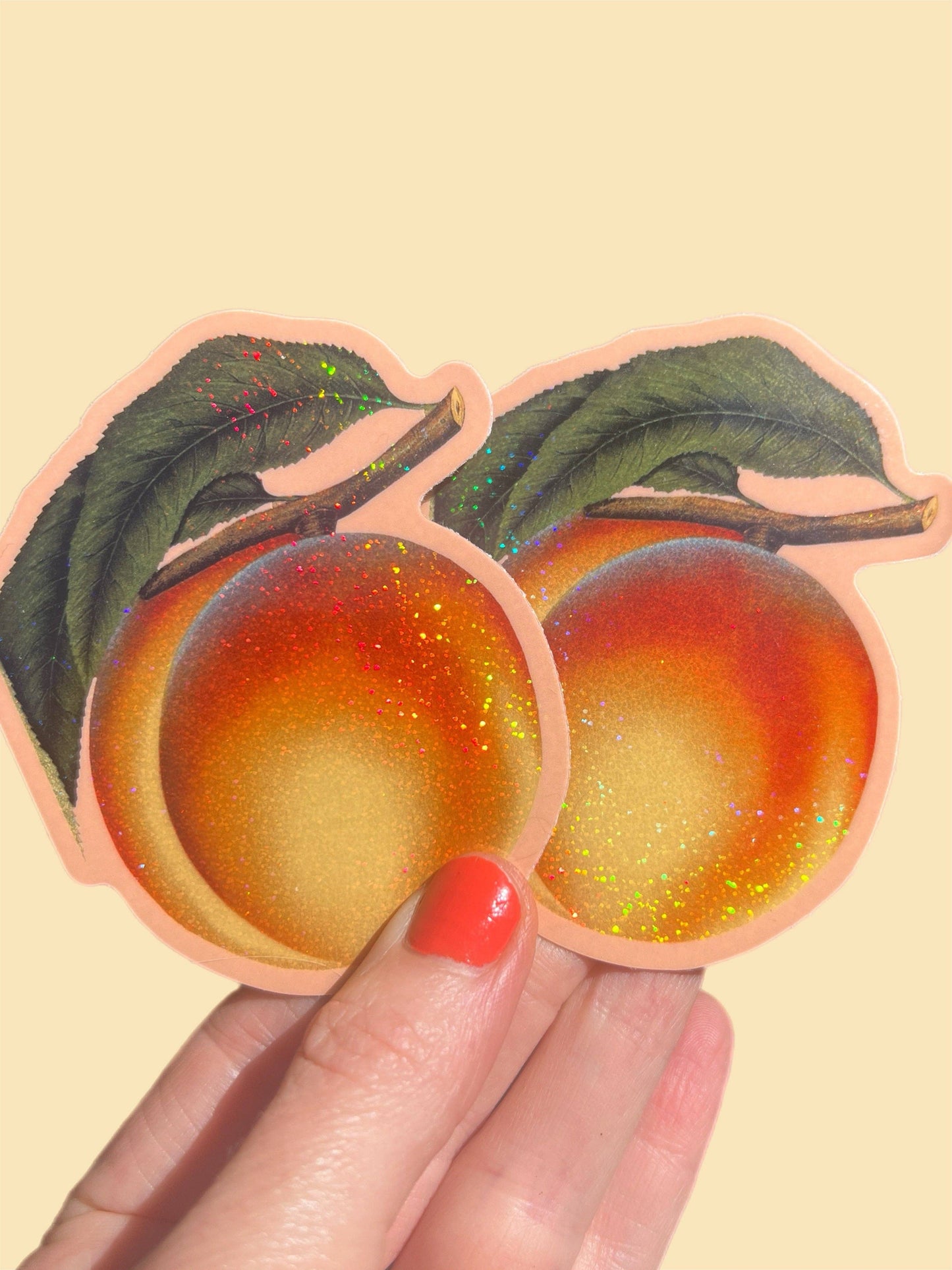 Peach Glitter STICKER 3 Inch