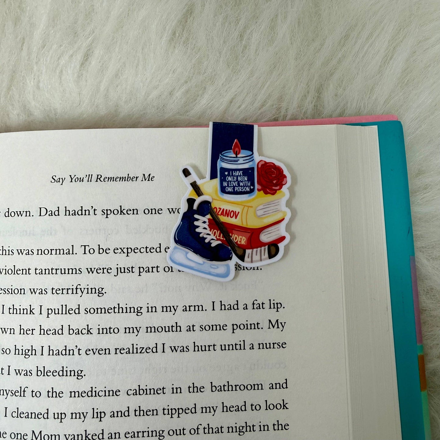 Heated Rivalry Book Stack Hockey Skate Magnetic Bookmark