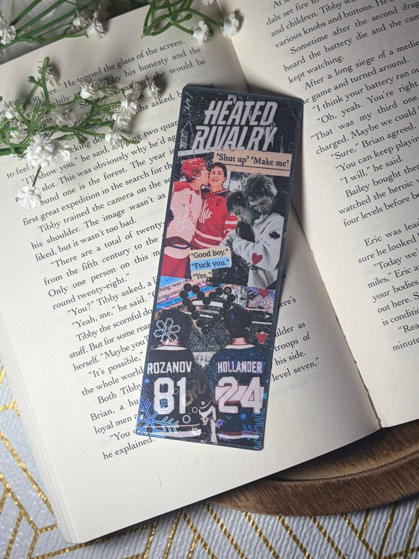 Heated Rivalry Hockey Romance Inspired Collage Bookmark: Add Tassel