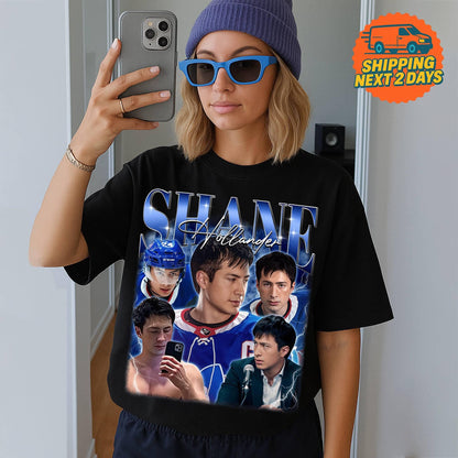 Vintage Shane Hollander Bootleg Hockey Tee: T-shirt / Black / XL