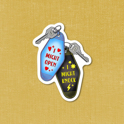 I might open/knock, hockey romance sticker 