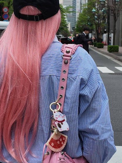 Hand-painted Lucky Cat Bag Charm & Keychain | Eco-Friendly